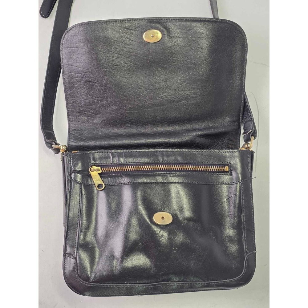 Vintage Philippe Women's Crossbody‎ Bag Black Leather Shoulder Bag Purse - Picture 8 of 15